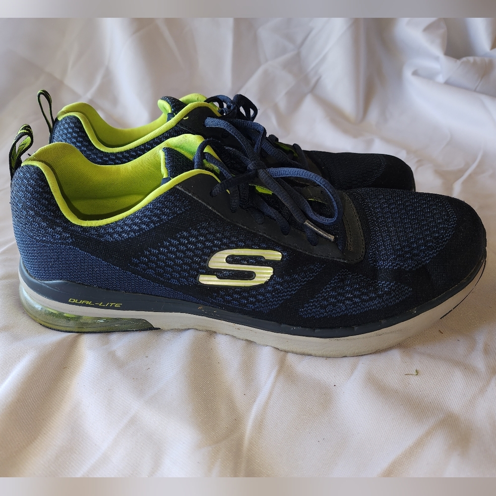Sketchers running shoes, blue and yellow size 10